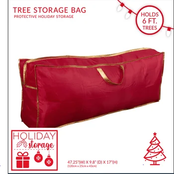 Ткань, прочная, надежная, простая в использовании. Прочная, безопасная, простая в использовании сумка для хранения рождественской елки из красного нетканого материала длиной до 6 футов