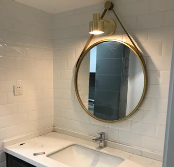 Железное Настенное Индивидуальное Круглое Зеркало Креативное Зеркало для ванной Комнаты Простое Модное Украшение Ванной Комнаты Туалетное Зеркало Q424