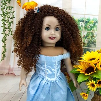 MUZIWIG 18 дюймов Американские куклы Парик для волос Градиентные вьющиеся волосы Аксессуары для кукол DIY Высокопрочный волнистый парик для куклы DIY