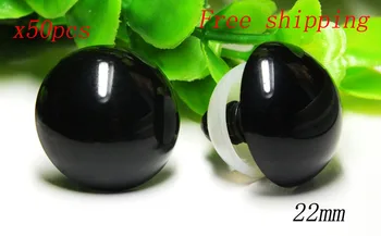 Бесплатная доставка, 50 шт. X 22 мм, черные защитные очки С пластиковыми шайбами для плюшевого мишки