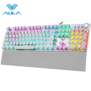 Механическая клавиатура AULA PC 87/104 клавиш USB MIX со светодиодной подсветкой Черный Синий Коричневый Переключатель для игровой клавиатуры на русском испанском иврите