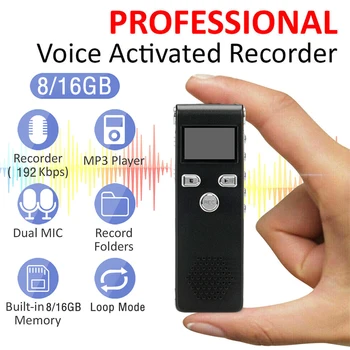 Многофункциональный перезаряжаемый цифровой диктофон объемом 8 ГБ 16 ГБ, Диктофон MP3-плеер, аудиомагнитофон Walkman
