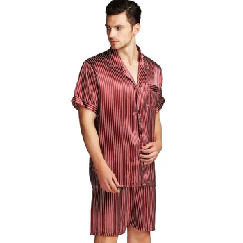 Мужские шелковые атласные короткие пижамы, пижамный комплект, пижамный комплект, одежда для отдыха S ~ 4XL Plus__ Подарки