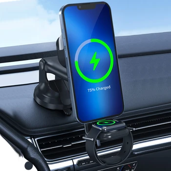 Магнитный автомобильный держатель 15 Вт, быстрое беспроводное автомобильное зарядное устройство, приборная панель, присоска, Автомобильный держатель телефона для samsung Huawei Xiaomi