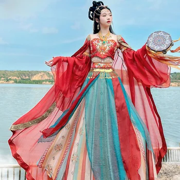 Hanxu Exotic Hanfu Tianzhu Girls 'Han Element Улучшенная древняя одежда Полный комплект летней новинки Xianqi