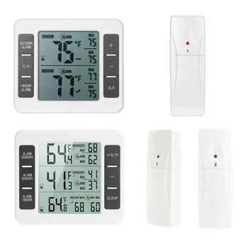 Термометр с 2 Датчиками Беспроводной Цифровой сигнализации Холодильника, Термометр для холодильника, Домашний Датчик температуры в помещении и на улице