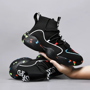 RUMDAX/ Уличная Пара, Обувь с высоким Берцем, Сетчатая Повседневная спортивная обувь на Шнуровке, Дышащие Кроссовки Для Бега, Мужская Баскетбольная обувь