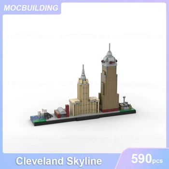 Модель Cleveland Skyline MOC Строительные блоки DIY Сборка Кирпичей Архитектура Развивающие Творческие детские игрушки детские подарки 590ШТ