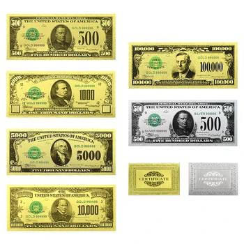 6 шт./компл. Доллары США 6 стилей Банкноты из золотой/Серебряной Фольги с Сертификатом Art Craft Бизнес Подарок