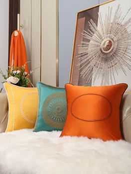 Подушка диван для гостиной оранжевая наволочка прикроватная подушка подушка Скандинавская современная наволочка роскошный американский белый