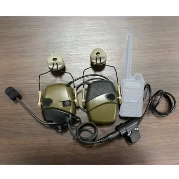 Тактическая гарнитура с дуговым адаптером для шлема Шумоподавляющая гарнитура для охоты на открытом воздухе Комплект микрофона для стрельбы Наушники для связи