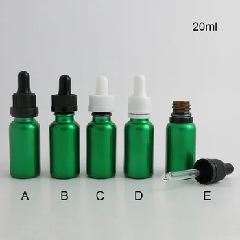 360 x 20 мл, Переносное эфирное масло для путешествий, алюминий с зеленым покрытием, белый Черный колпачок для жидкого реагента, пипетка, бутылка, контейнер