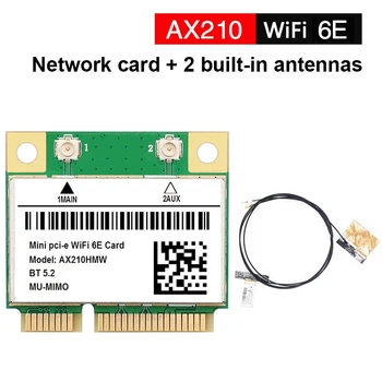 AX210 5374M WIFI 6E 5G Гигабитная Беспроводная Сетевая карта MINI PCIE 5,2 Модуль сетевой карты Bluetooth Со встроенной антенной