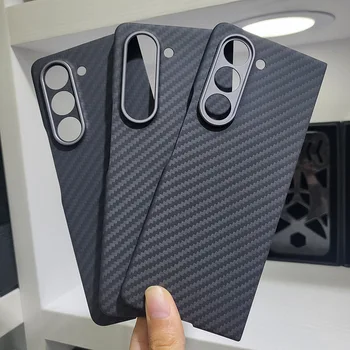 Чехол из 100% настоящего углеродного волокна для Samsung Z Fold 5 из арамида, ультратонкий легкий защитный чехол для телефона с металлической защитой линз