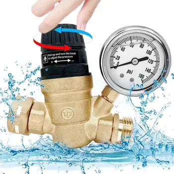 Латунный регулятор давления воды, Латунный регулятор редуктора давления воды, Двойной фильтр, Принадлежности для регулирования давления воды для RV