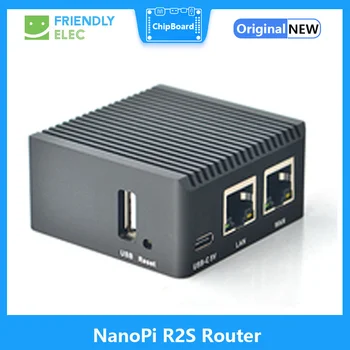 Дружественный маршрутизатор NanoPi R2S с Официальным металлическим корпусом OpenWRT System RK3328 Mini Router с двумя гигабитными портами 1 ГБ большой памяти