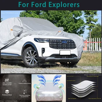 Для Ford Explorers 210T Водонепроницаемые полные автомобильные чехлы, наружная защита от солнца, ультрафиолета, пыли, дождя, Снега, Защитный автоматический защитный чехол