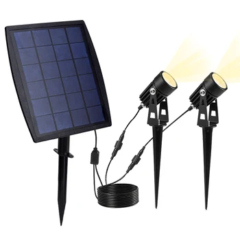 Depuley 2-световой прожектор на солнечной энергии, светодиодный уличный ландшафтный светильник для бассейна, сада, подъездной дорожки, Теплый свет