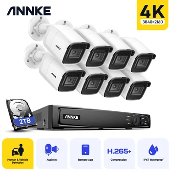 Сетевая система видеонаблюдения ANNKE 4K Ultra HD POE, Аудиозапись, IP-камера, 8-мегапиксельный Видеорегистратор, Камера видеонаблюдения, Комплект видеонаблюдения