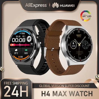 Huawei H4 Max Smartwatch AMOLED HD Экран NFC Для мужчин и женщин Беспроводная зарядка Bluetooth Вызов Водонепроницаемые спортивные смарт-часы для Apple