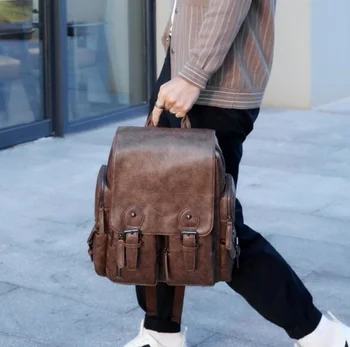 Хорошая универсальность, корейская версия, мужской рюкзак из искусственной кожи, большой емкости, повседневный мужской рюкзак, рюкзак для студентов колледжа, рюкзак для путешествий, мужской рюкзак
