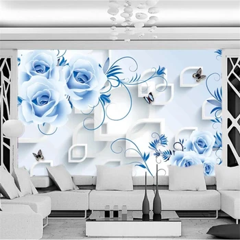 beibehang Пользовательские обои 3D фотообои красивая голубая роза диван фон настенная живопись papel de parede 3d обои фреска
