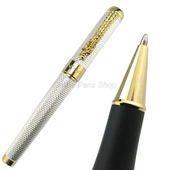Jinhao 1200 Металлическая золотисто-серебряная сетчатая бочка 0,7 мм Роликовая шариковая ручка Dragon Clip Профессиональные офисные канцелярские принадлежности