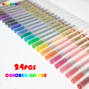 24 Шт. Цветные гелевые ручки 0,5 мм с тонкой точкой, разноцветные Шариковые ручки в японском стиле с гладким почерком для раскрашивания, рисования, ведения журнала