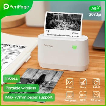 Портативный термопринтер PeriPage с Bluetooth A9 с разрешением 203 точек на дюйм, тепловое изображение, Фото, счет-фактура, мини беспроводной принтер для Android IOS