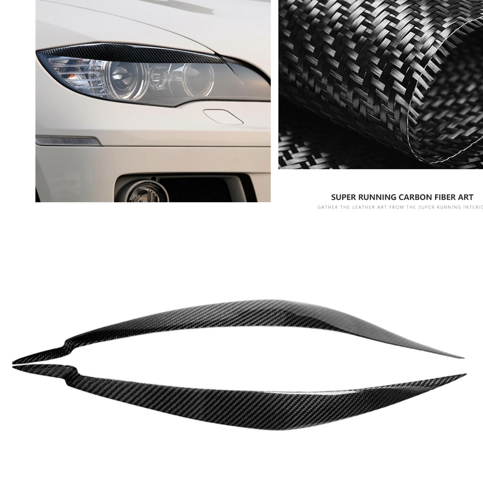 Для BMW X6 X6M E71 2008-2014 Автомобильный Передний Головной Свет, Крышка Лампы, Отделка Из Настоящего Углеродного волокна, Автомобильная Фара, Веко, Налобный Фонарь, Брови
