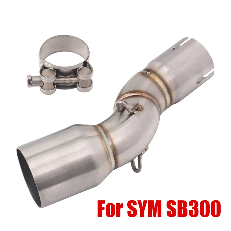 Для SYM SB300 Выхлопная средняя труба, Соединительная секция, Соединительная секция из нержавеющей стали, Накладной глушитель 51 мм, мотоцикл