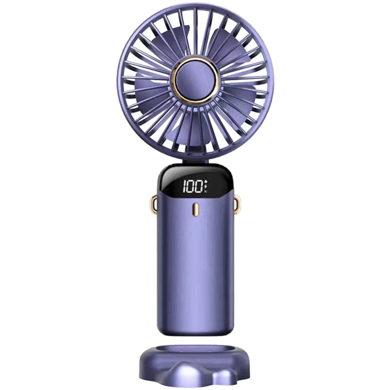 Ручной Вентилятор Портативный Вентилятор Емкостью 5000 мАч, перезаряжаемый, 5 скоростей Со светодиодным дисплеем, Регулируется на 90 °