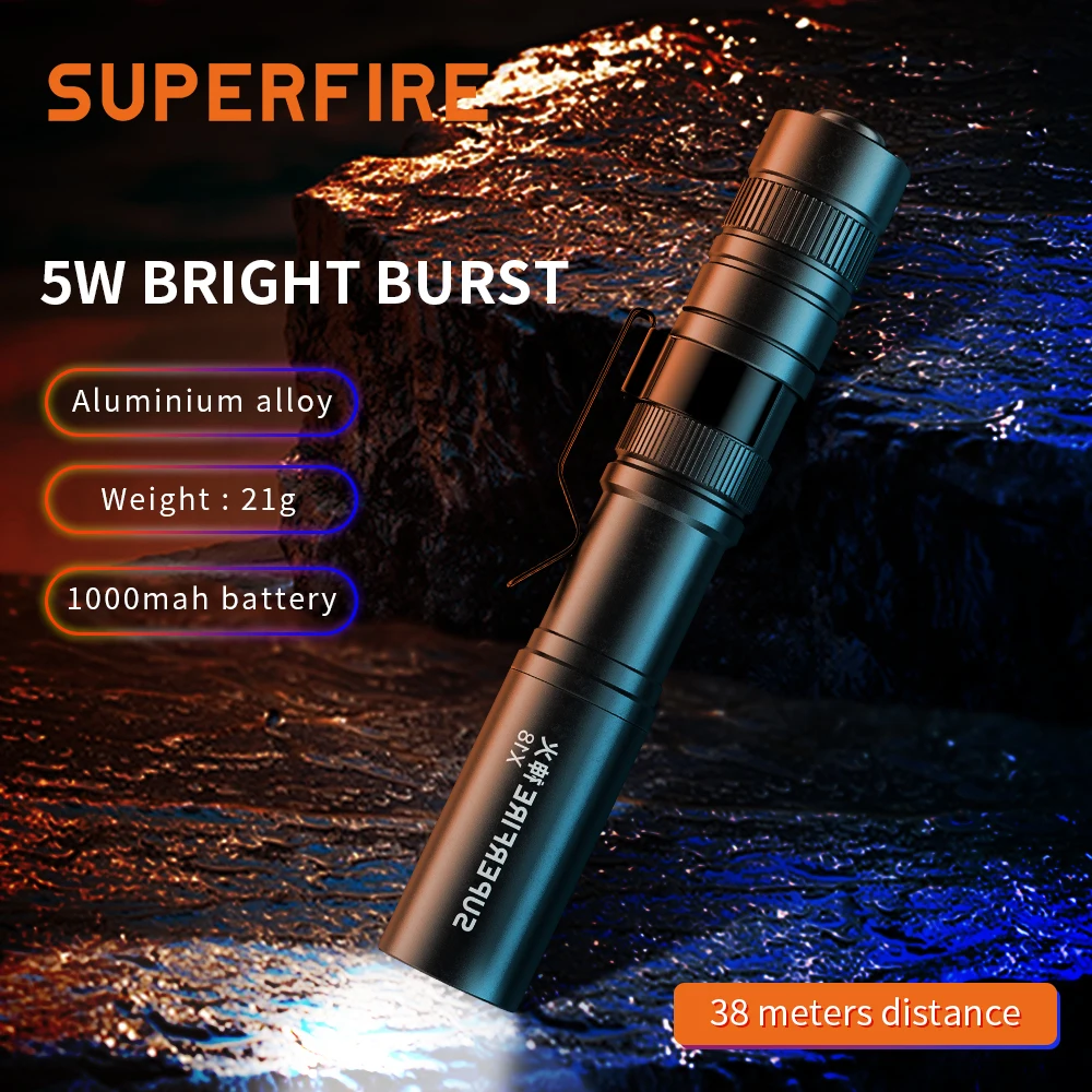 Фонарик SuperFire edc, портативный 21G светодиодный мини-фонарик, используйте батарейку AAA для кемпинга с зажимом из нержавеющей стали L28 для самообороны